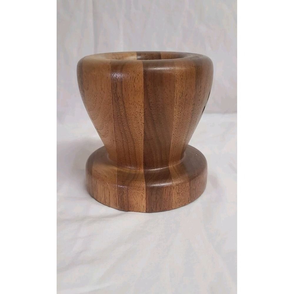 Wooden Mortar Solid No Pestle Unbranded Smooth Heavy